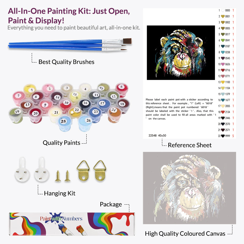 Abstract Monkey Paint by Numbers