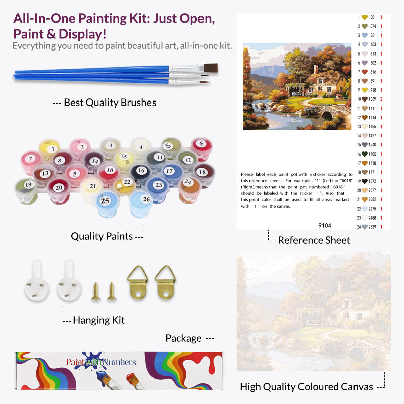Cottage By the River Paint by Numbers