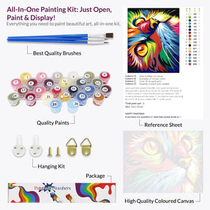 Multicolor Cat Paint by Numbers