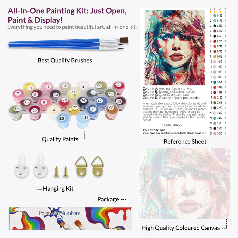 Taylor Swift Abstract Paint by Numbers