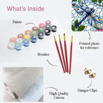 Load image into Gallery viewer, Stained Glass Dragonfly &amp; Blossoms Paint by Numbers
